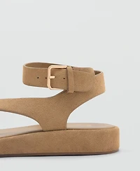 Mango Women's Buckle Split Leather Sandals