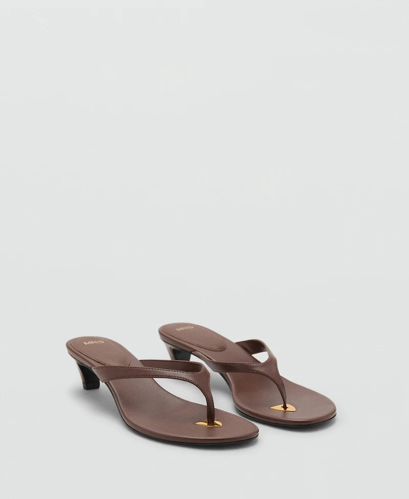 Mango Women's Metallic Detail Heeled Sandals