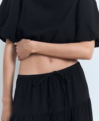 Mango Women's Cotton Drawstring Skirt