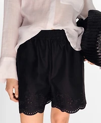 Mango Women's Embroidered Satin Shorts