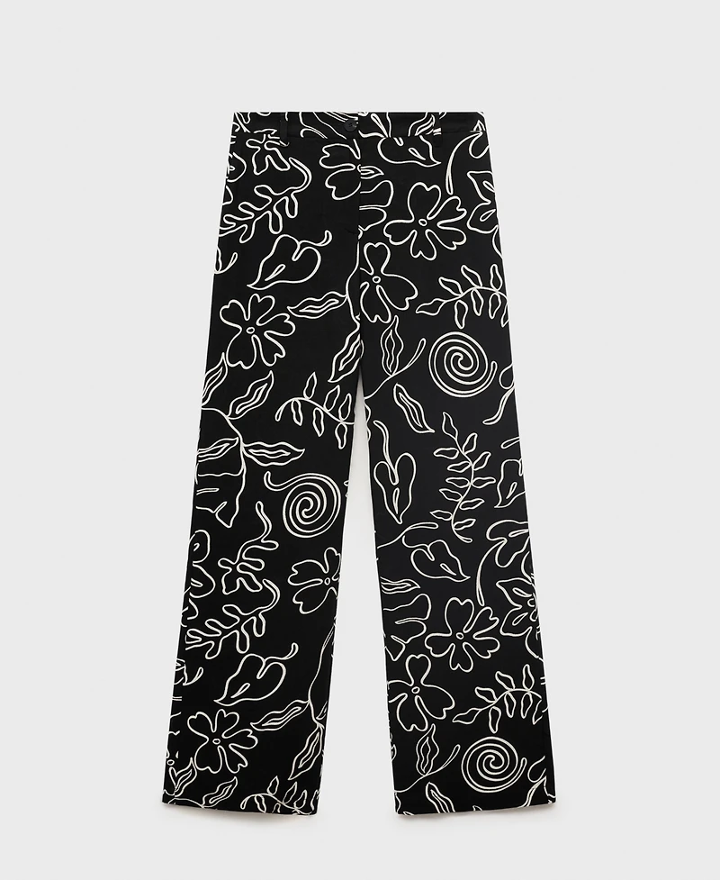 Mango Women's Floral Print Straight Pants
