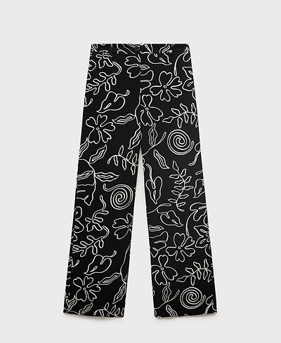 Mango Women's Floral Print Straight Pants