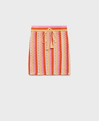 Mango Women's Two-Tone Striped Crochet Skirt