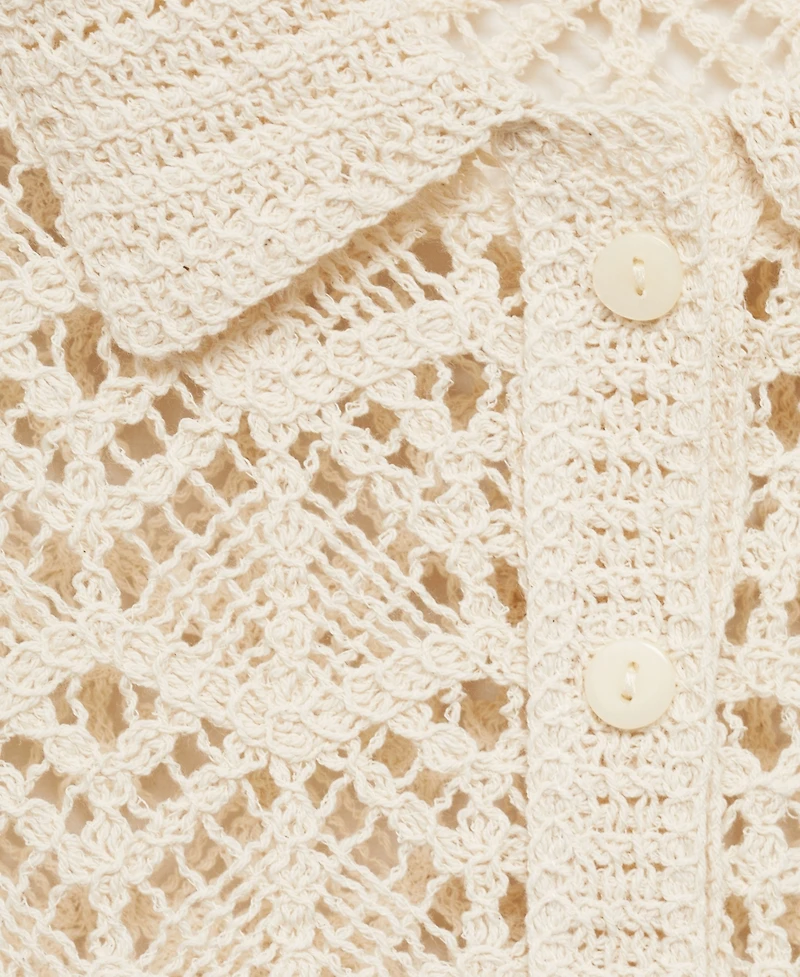 Mango Women's Short-Sleeved Crochet Sweater