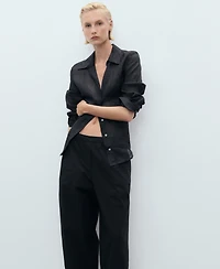 Mango Women's Paper Bag Cotton Pants