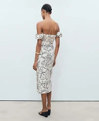 Mango Women's Strapless Floral Dress
