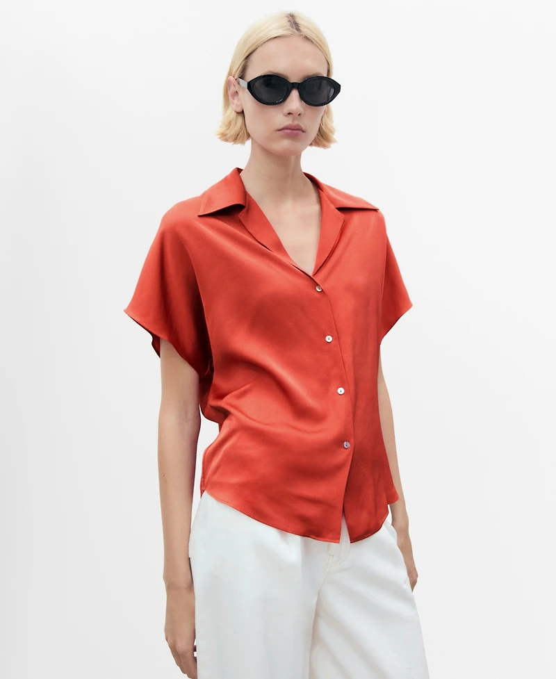 Mango Women's Short Sleeve Fluid Shirt