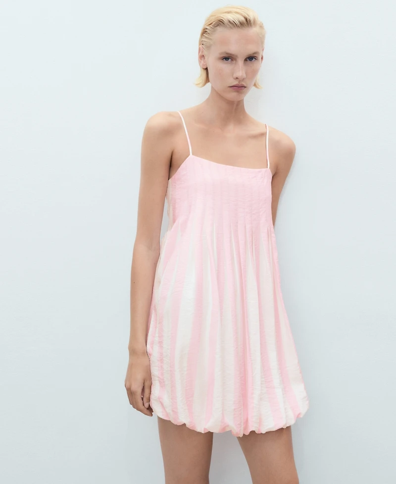 Mango Women's Short Striped Balloon Dress
