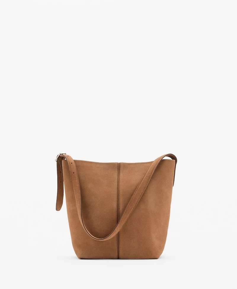 Mango Women's Leather Bucket Bag