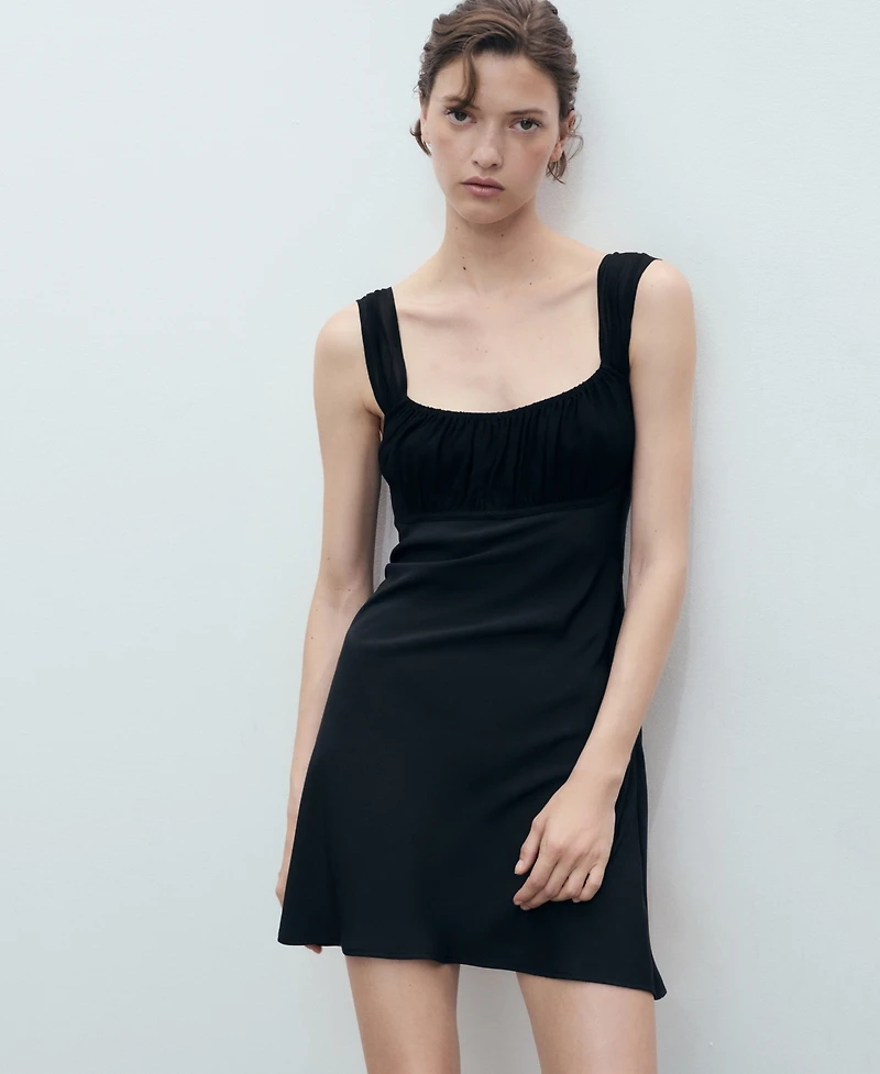 Mango Women's Ruched Neckline Short Dress