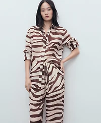 Mango Women's Flowy Zebra Print Pants