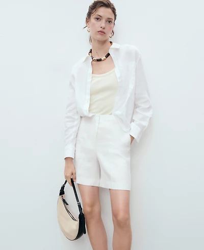 Mango Women's Straight-Fit Linen Shorts