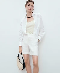 Mango Women's Straight-Fit Linen Shorts