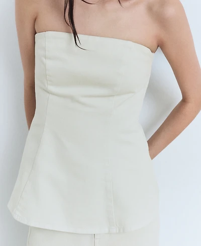 Mango Women's Strapless Flared Top