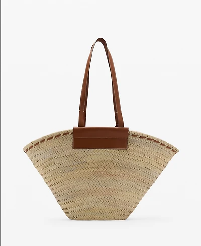 Mango Women's Large Double-Handle Natural Fiber Basket Bag