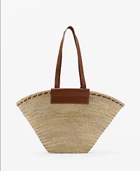 Mango Women's Large Double-Handle Natural Fiber Basket Bag