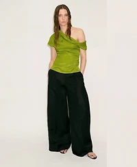 Mango Women's Asymmetrical Neck Satin Blouse