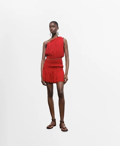 Mango Women's Asymmetrical Gathered Dress