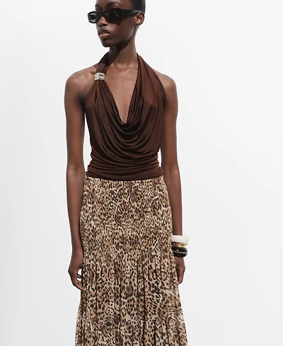 Mango Women's Metallic Detail Draped Top