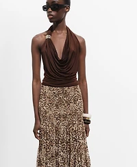 Mango Women's Metallic Detail Draped Top