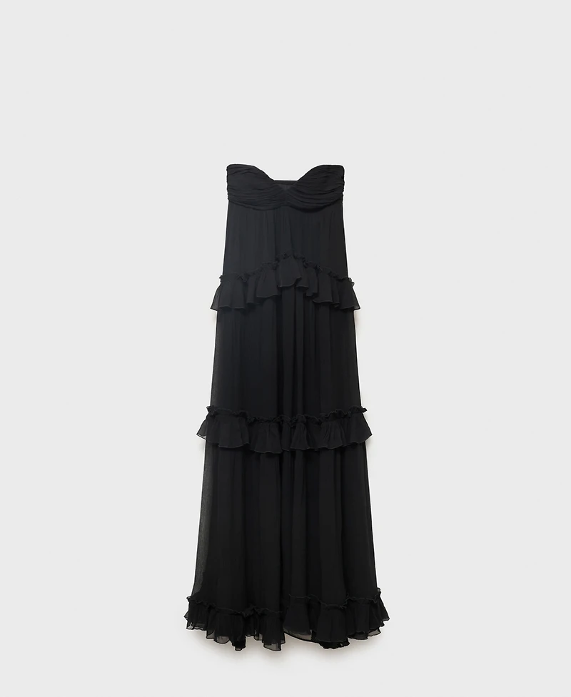 Mango Women's Maxi Strapless Ruffled Dress