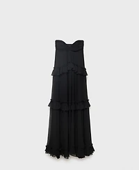 Mango Women's Maxi Strapless Ruffled Dress