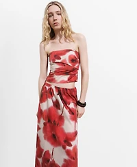 Mango Women's Floral Bandeau Top