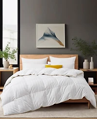Unikome 500 Thread Count Cotton Fabric All Season Classic Stripped White Goose Down Fiber Comforter