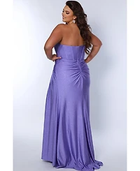 Sydney's Closet Women's Strapless Corset Bodice Sweetheart Neckline Plus Size Gown