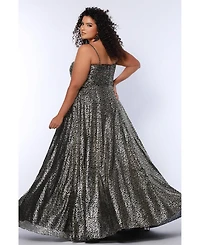 Sydney's Closet Women's Animal Print Spaghetti Strap A-Line Gown