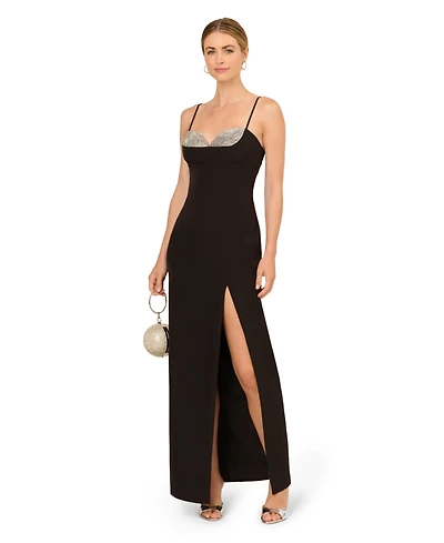 Adrianna Women's Crepe Sweetheart-Neck Sleeveless Gown