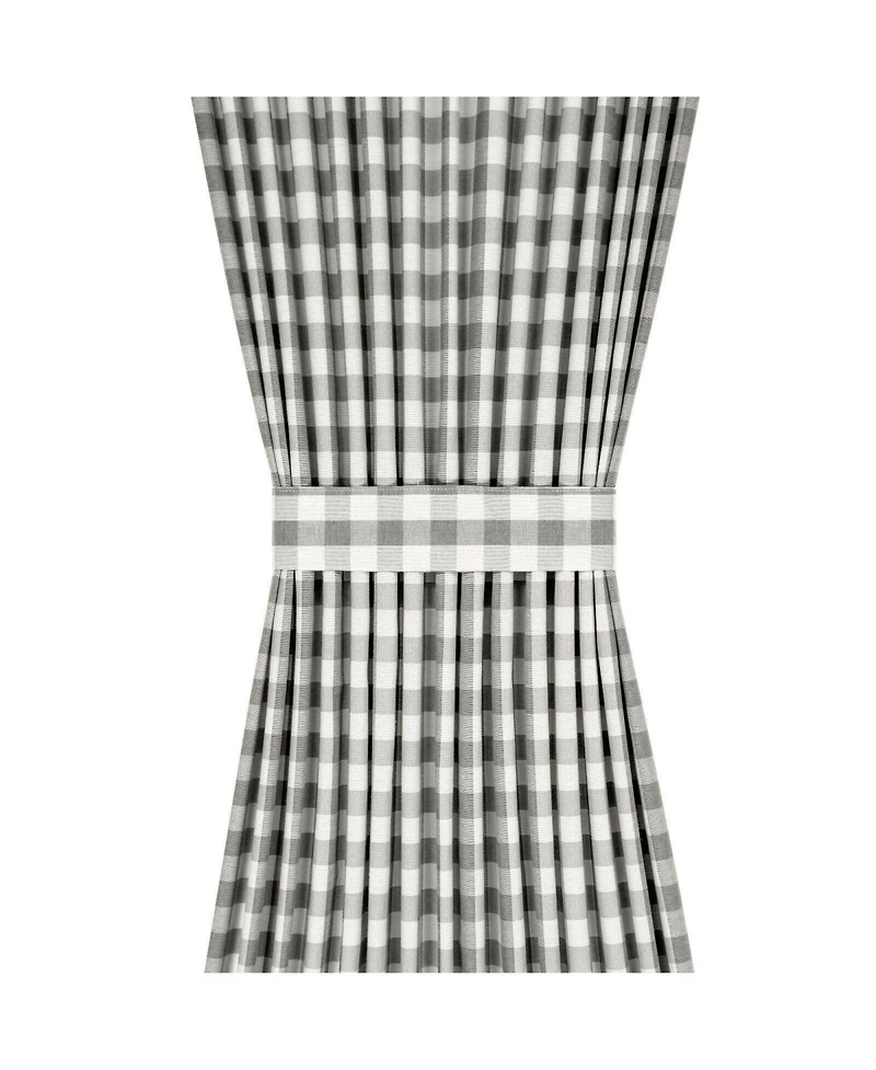 Kate Aurora Plaid Country Farmhouse French Door Curtain Panel With Matching Tieback - 25W x 40L, Yellow