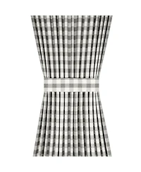 Kate Aurora Plaid Country Farmhouse French Door Curtain Panel With Matching Tieback - 25W x 40L, Yellow