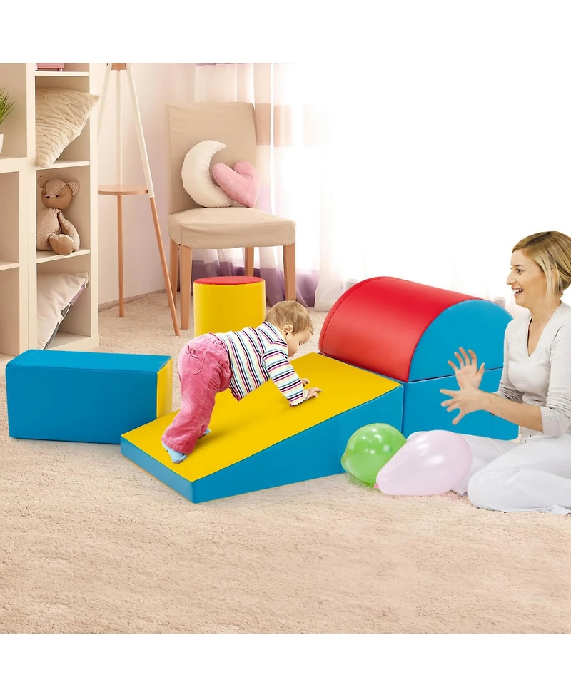 Gymax Toddler 5PCS Climb & Crawl Activity Playset Soft Foam Block Play Structure