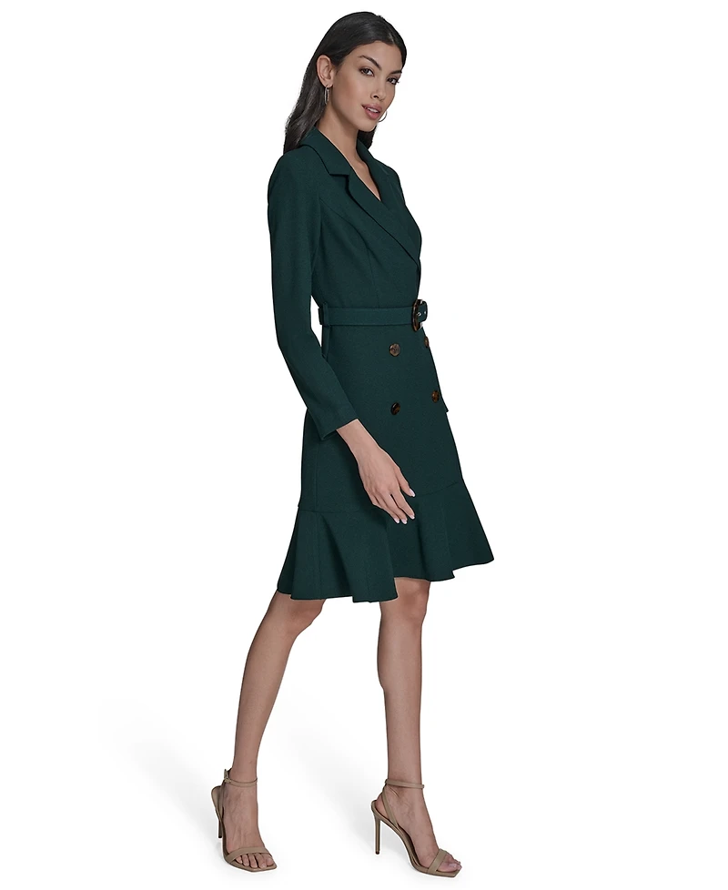 Eliza J Petite Flounce-Hem Long-Sleeve Blazer Dress