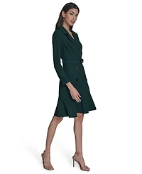 Eliza J Petite Flounce-Hem Long-Sleeve Blazer Dress