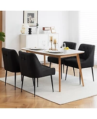 Dyhome Modern Upholstered Dining Chairs Set of 4, Mid Century Kitchen Side with 5.12” Cushions and Back Pull Rod for Kitchen, Living Roo
