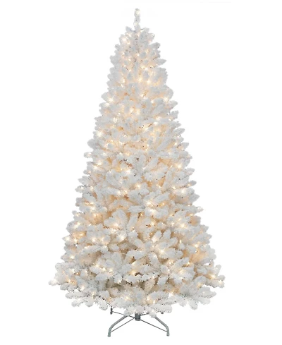Puleo 7.5 ft. Pre-Lit Flocked Bennington Fir Artificial Christmas Tree