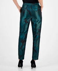 Anne Klein Women's Jacquard Mid-Rise Side-Zip Ankle Pants