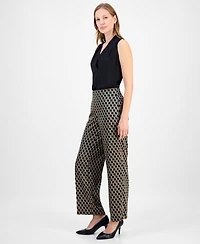 Anne Klein Women's Printed High Rise Wide-Leg Pull-On Pants