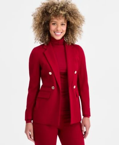Anne Klein Womens Triple Pocket Open Front Blazer P Xxs 3x