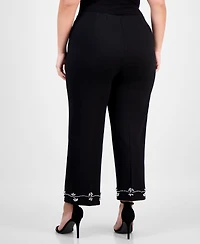 Anne Klein Plus Embellished High-Rise Kick-Flare Pants