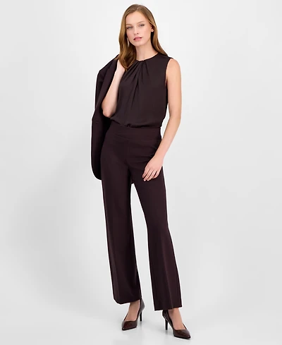 Anne Klein Women's Solid Wide-Leg Pull-On Compression Pants