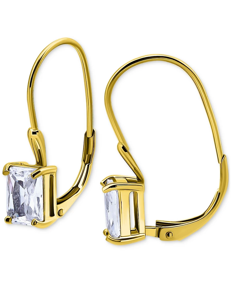 Giani Bernini Cubic Zirconia Octagon Leverback Drop Earrings in 18k Gold-Plated Sterling Silver, Macy's Exclusive