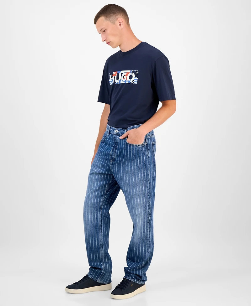 Hugo By Boss Men's Nate Faded Stripe Cotton Jeans