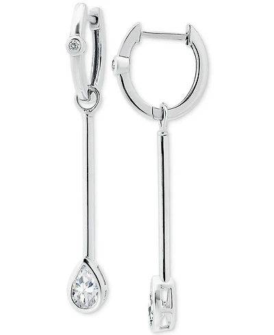 Giani Bernini Cubic Zirconia Pear Bezel Dangle Hoop Earrings in Sterling Silver, Exclusively at Macy's