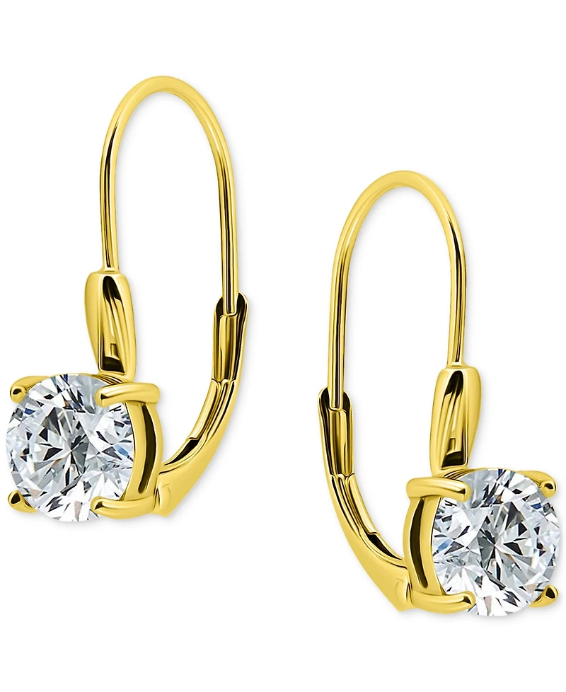 Giani Bernini Round Cubic Zirconia Leverback Earrings in Gold Vermeil Over Sterling Silver