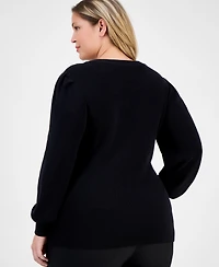 Ak Anne Klein Plus Embellished Crewneck Sweater