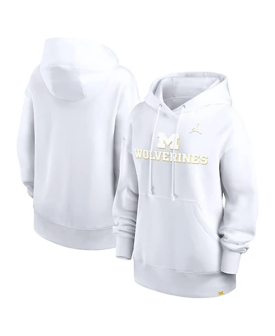 Jordan Women's White Michigan Wolverines Oversized Statement Phoenix Pullover Hoodie