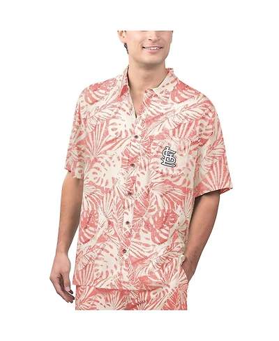 Margaritaville Men's Red St. Louis Cardinals Monstera Print Party Button-Up Shirt